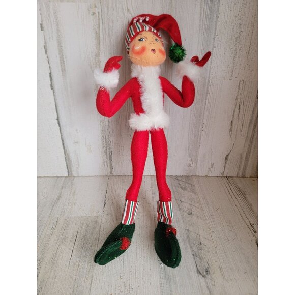 Annalee 15" candy cane elf outfit unique vintage home decor xmas - Picture 1 of 7
